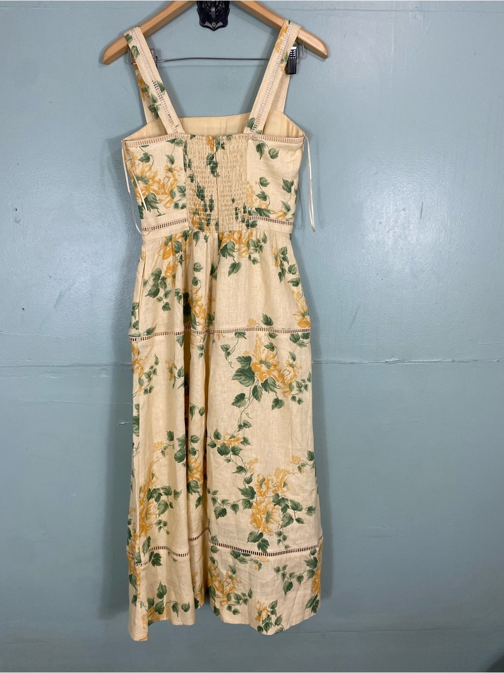 Reformation Everett Linen Floral Dress Yellow Size 6 - Picture 5 of 8